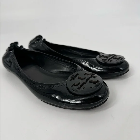 Tory Burch Shoes Reva Flats Black Patent Leather - Picture 2 of 8